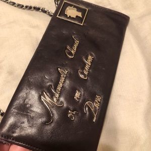 CHANEL envelope postcard  handbag purple lamb skin